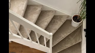 winding staircase stairs with winders  details of finished carpet stretching [upl. by Sible813]