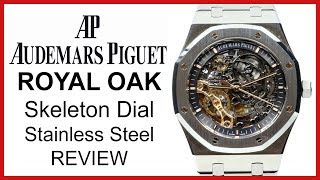 ▶ Audemars Piguet Royal Oak Double Balance Wheel Black Skeleton Stainless Steel REVIEW  15407ST [upl. by Leval]