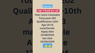 ITBP CONSTABLE बंपर भर्ती 2024IITBP CONSTABLE TRADESMAN NEW VACANCIES [upl. by Enihpled]