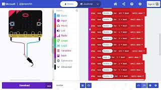 MakeCode Microbit  Happy Birthday Song [upl. by Heywood]