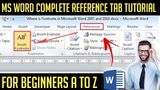 MS Word Reference Tab Complete Tutorial In Hindi  How To Use MS Word Complete Step By Step Part 4 [upl. by Secnarf582]