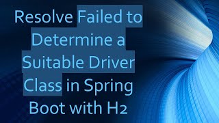 Resolve Failed to Determine a Suitable Driver Class in Spring Boot with H2 [upl. by Anauqahs291]