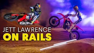 Jett Lawrence Rips Through a Dramatically Narrow Supercross Track in the Dark  On Rails [upl. by Lenard]