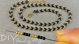 Simple Seed Bead Necklace Seed Bead Jewelry Making Tutorials for Beginners [upl. by Edelson957]