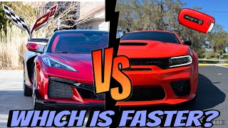 Charger Hellcat vs C8 ZO6 Corvette‼️Drag Race 🏁 [upl. by Biagio]