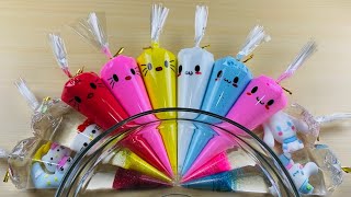 DIY Making Slime With Cute Cinnamoroll amp Hello Kitty Piping Bags  Satisfying Slime Video 0017 [upl. by Meece]