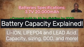 Battery Capacity explained How to size Liion LFP and Lead acid batteries [upl. by Imelida]