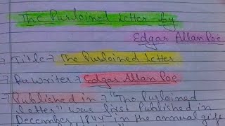 The Purloined Letter by Edgar Allan Poe Summary Notes ✍️americanliterature notes literature [upl. by Ellemac]