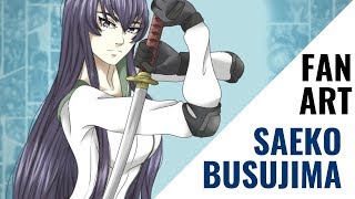 SpeedDraw FANART Busujima Saeko  HIGHSCHOOL OF THE DEAD [upl. by Iadam]