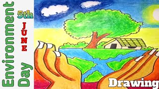 World Environment Day Drawing  Save Environment Drawing Easy  Save Earth Poster Drawing Easy art [upl. by Eleaffar]