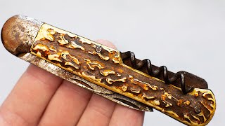 Beautiful Old Pocket Knife Restoration Rusty Knife Restoration [upl. by Ainak]