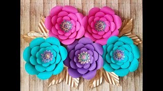 Giant Paper Flower  How To Make Diy Rose Tutorial Large Size Paper Rose [upl. by Outhe]