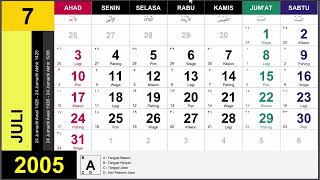 Kalender 2005 Lengkap Dengan Weton Pasaran Jawa [upl. by Denoting993]