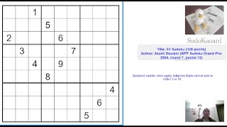 Eng XV Sudoku by Akash Doulani WPF Sudoku Grand Prix 2024 round 7 puzzle 12 [upl. by Annaoy]