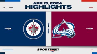 NHL Highlights  Jets vs Avalanche  April 13 2024 [upl. by Darnall]