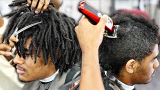 🤢 HE CUT HIS DREADS OFF AND 🤮 BIG CHOP HAIRCUT TUTORIAL HIGH TAPER  CRISPY LINE UP [upl. by Giverin]