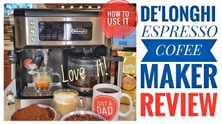 I LOVE De Longhi Espresso amp Coffee Maker All In One REVIEW amp How To Make Cappuccino [upl. by Elleirol]