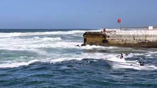 This Boat Full of People Cross Bar Between HUGE Waves [upl. by Loeb118]