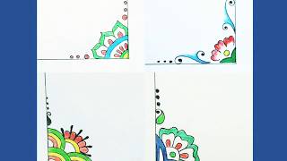 Border corner designs for project easy and simple border corner designs with colour pencil [upl. by Adniled]