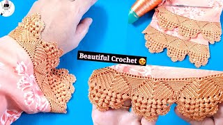 Amazing Crochet Patterns On Sleeves 😍 Beautiful Crochet Stitch  Qureshia Design  faridacrochet [upl. by Odanref]