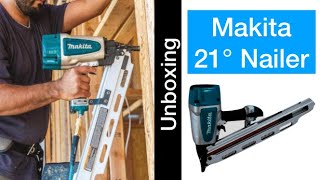 Makita 312 in 21° Pneumatic Full Round Head Framing Nailer  unboxing [upl. by Odilia]