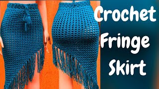 How To Crochet A Fringe Skirt  Crochet Beach Wear DIY Skirt Tutorial [upl. by Andert]