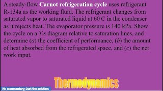 A steadyflow Carnot refrigeration cycle uses refrigerant R134a as the working fluid [upl. by Ingelbert]