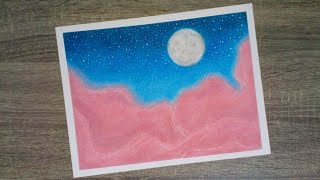 ☁️Como dibujar un paisaje fácil con gises pastel PAISAJE DE NUBES☁️ [upl. by Assirod]