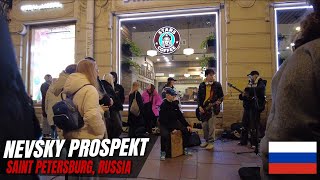 Nevsky Prospekt at Night St Petersburg Russia 🇷🇺 2K 60 fps [upl. by Rehtul449]