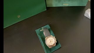 How To Change Strap From Oysterflex to Alligator on Solid Gold Rolex Daytonas [upl. by Howlan154]