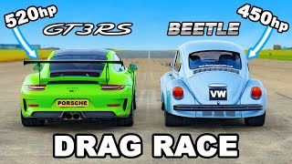 Porsche 911 GT3 RS v 450hp VW Beetle DRAG RACE [upl. by Lain]