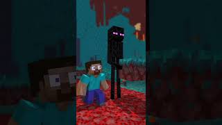 Enderman encounter UNO reversed by steve minecraft shorts herobrine [upl. by Ecirtap]