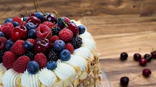 🍒Recette Layer cake fruits rouge Chantilly Mascarpone gâteau baking recipe yummy yummyrecipe [upl. by Shelden222]