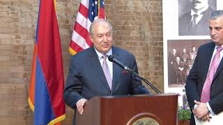 President Armen Sarkissian Offers Remarks at Unveiling of Armen Garo Statue [upl. by Cordelie]