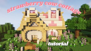 Simple Cute Minecraft Strawberry Cow House [upl. by Yelkao]