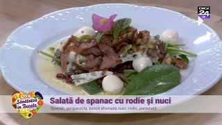 Salată de spanac cu rodie și nuci Rețetele lui Petrișor Tănase la Sănătatea în bucate Digi24 [upl. by Eylsel]