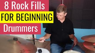 8 Rock Fills For Beginning Drummers😁 [upl. by Ynamrej686]