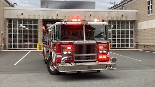 Wakefield Fire Department Engine 1 returning to station [upl. by Nerat181]