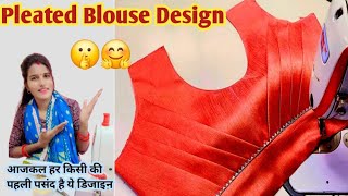 Pleated Blouse Designs cutting and stitching plated Blouse cutting [upl. by Flavian296]