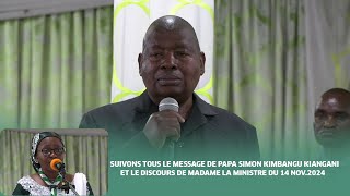 DISCOURS DU MINISTRE MESSAGE DE SA DIVINITÉ PAPA SIMON KIMBANGU KIANGANI DU 14 NOV 2024 [upl. by Humfrey]