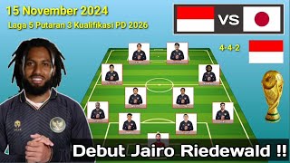 Debut Jairo Riedewald  Indonesia vs Jepang  Indonesia 442 Bersama Riedewald Laga 5  Terbaru [upl. by Dunson]