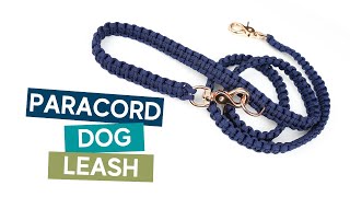 HOW TO MAKE A PARACORD DOG LEASH TUTORIAL  Cobra paracord weave [upl. by Nelyt]