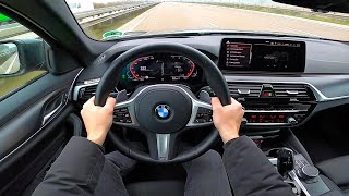 2022 BMW 5 series 530i Touring M Sport on GERMAN AUTOBAHN NO SPEED LIMIT  pov test drive [upl. by Baras840]