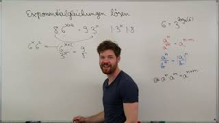 Exponentialgleichung mit Potenzgesetzen umformen und mit Logarithmus lösen [upl. by Lien448]