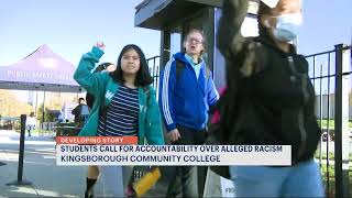 Students storm Kingsborough Community College gates following allegations of racial slurs fight [upl. by Alleyn883]