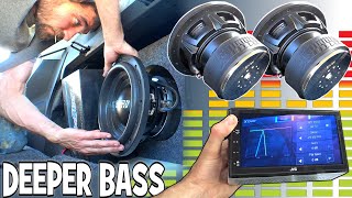 DEEPER BASS w 2 10quot Subwoofers Installing NEW Car Audio Head Unit  How To Set Speaker Crossovers [upl. by Tyrrell]