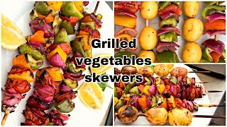 Grilled Vegetables Skewers  Veggie Kabobs Recipe [upl. by Oliver]