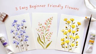 3 EASY beginner friendly watercolor flower doodles 2nd edition [upl. by Eimareg627]