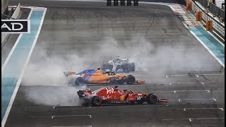 Alonso Hamilton y Vettel terminaron haciendo donuts en su última carrera en la Fórmula 1 [upl. by Gasparo]