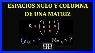 41 RESUELTO DESDE CERO Espacios COLUMNA y NULO de una matriz Rango y Nulidad BLACKBOARD [upl. by Nomzaj633]